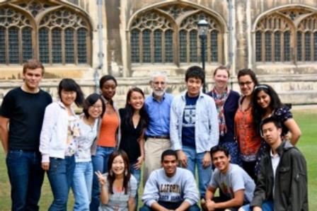 2010 Cambridge-GSP students with Dr Rob Wallach, (program director) in front of King's College, Cambridge